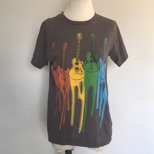 Guitar Color Drip Cotton T-Shirt